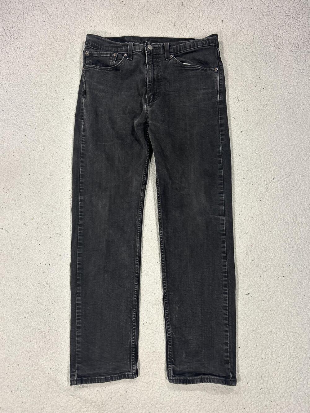 Levis 505 Jeans Mens 31 Black Straight Leg Stretch Denim Charcoal Wash Zip Fly